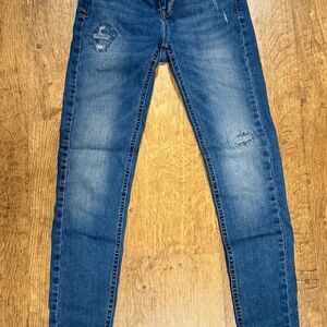 Zara Blue Distressed Skinny Jeans - Size 4 (36)